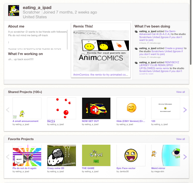 Scratch Profile Screenshot