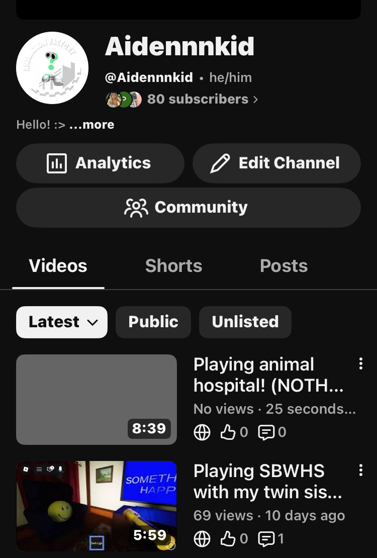 YouTube Profile Screenshot